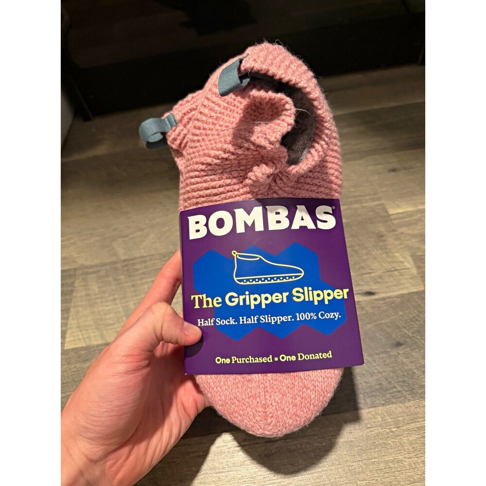 Bombas The Gripper Slipper Sz M Pink Knit Non-Slip Cushioned Slip-On Womens